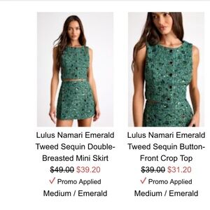 Lulu's Emerald Sequin Tweed Mini Dress Set